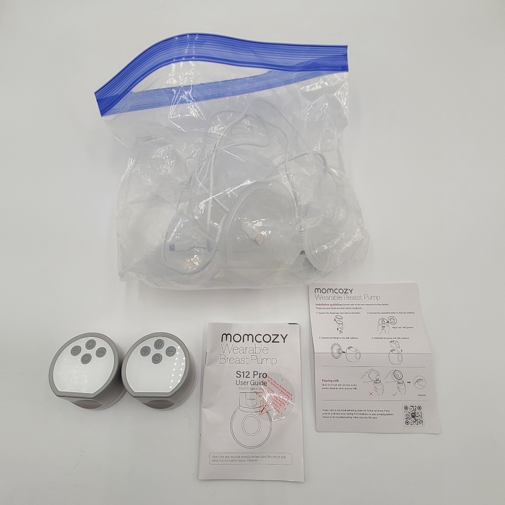 MomCozy S12 Breast Pump with 4 bottles